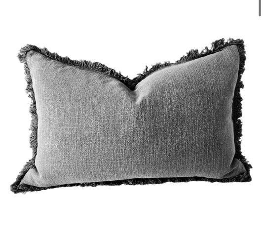 Macey- French Linen Cushion 40x60cm -Grey