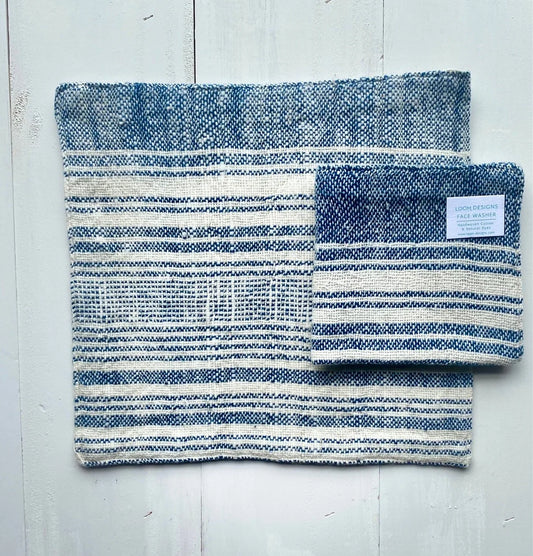 Loom Face Washer- Indigo Stripe
