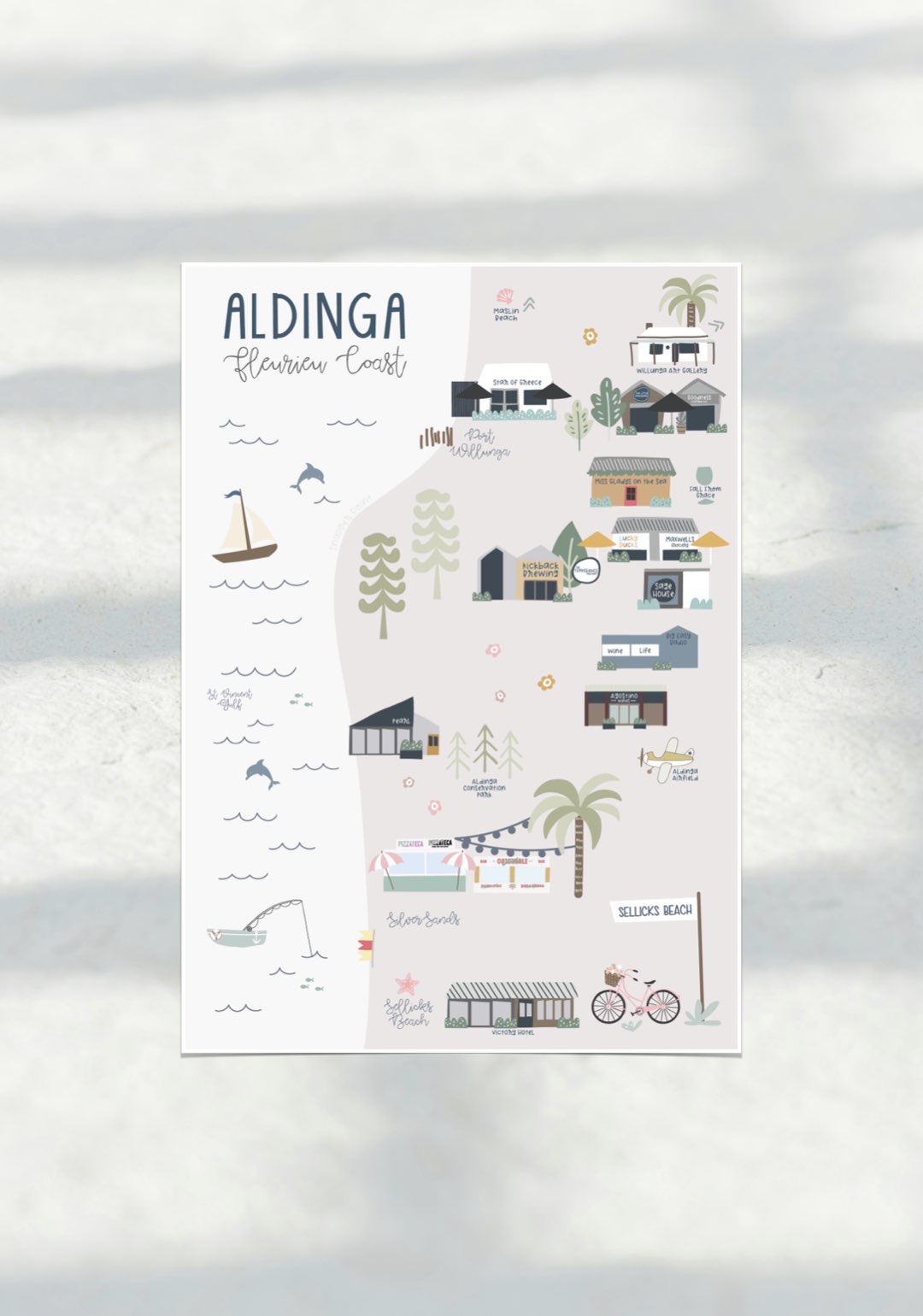 Aldinga Map Travel Print