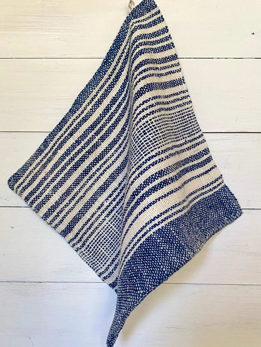 Loom Face Washer- Indigo Stripe