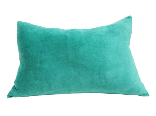Macey- Font Velvet/ Linen Cushion 40x60cm -Metal green