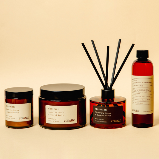 Mossman Candles & Diffuser in Flowering Cocoa & Sugared Maple