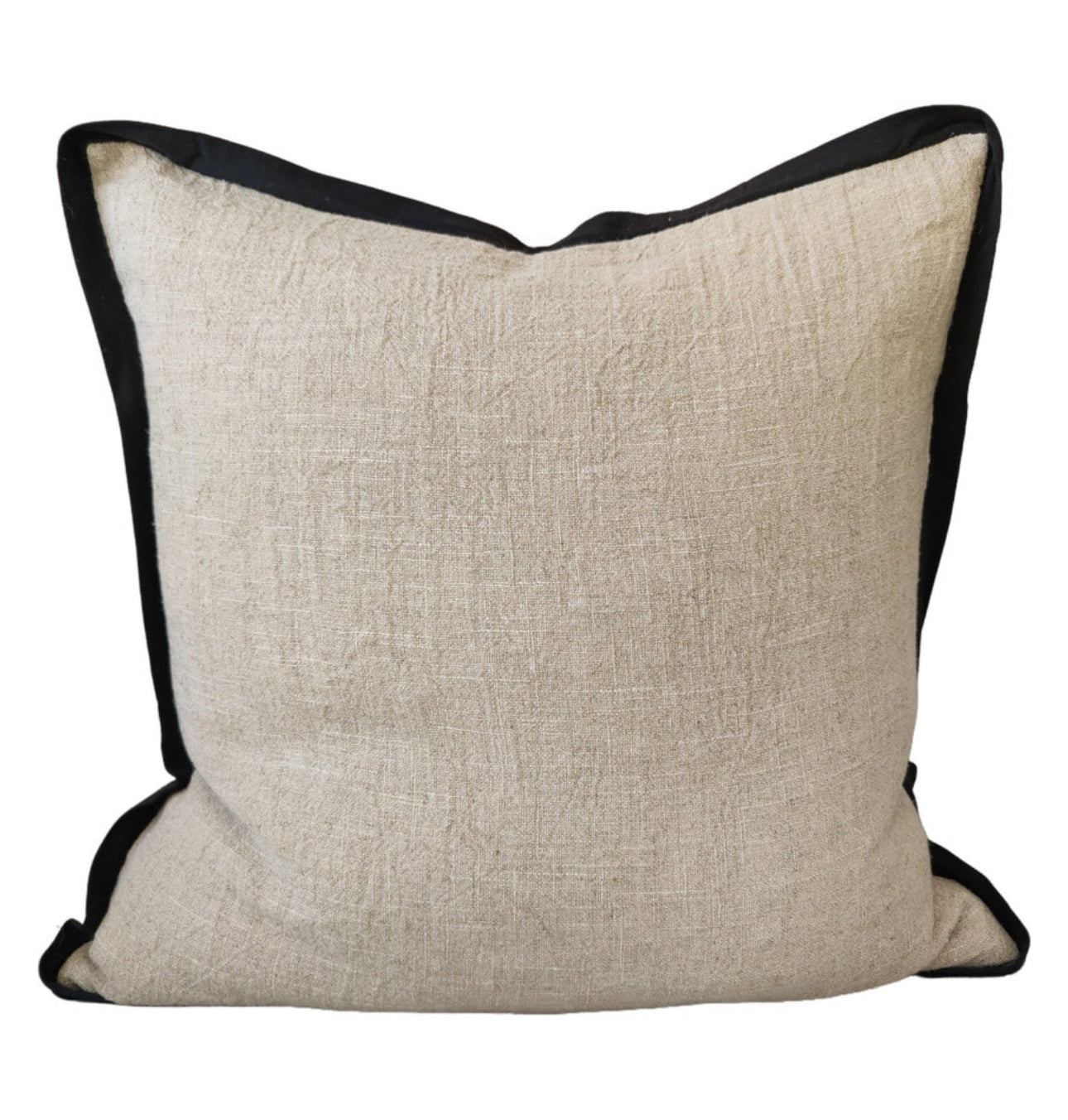 Macey- Reine Linen Cushion 50 x 50cm - Natural with Black Border