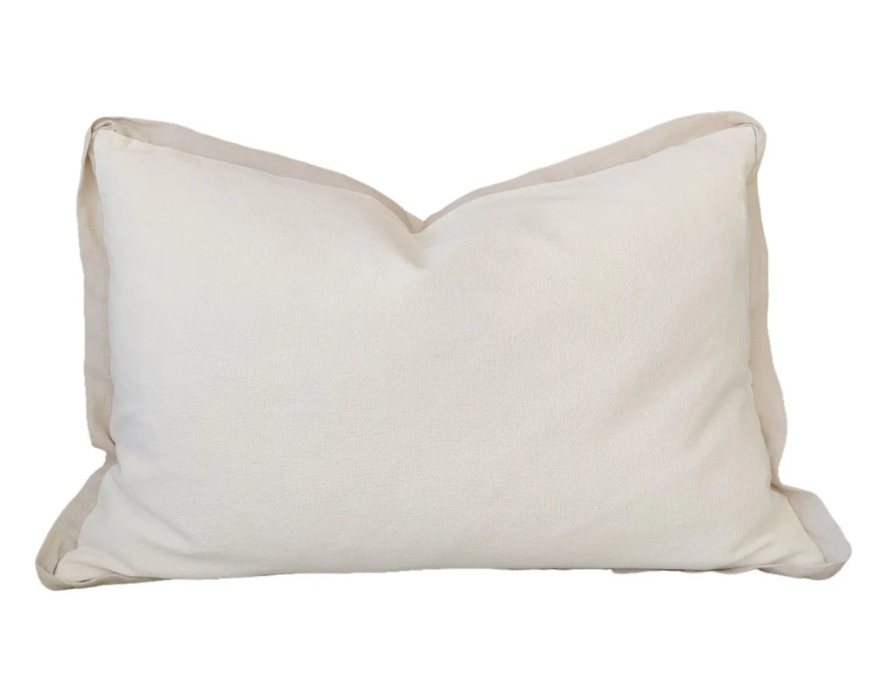 Macey- Reine Linen Cushion 40x60cm Lumbar - White with Light Nude Border